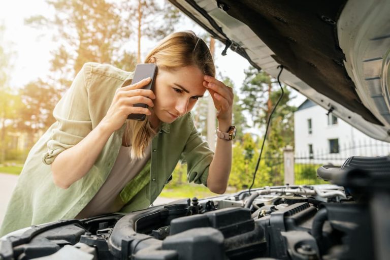 Woman Looking at Car Engine